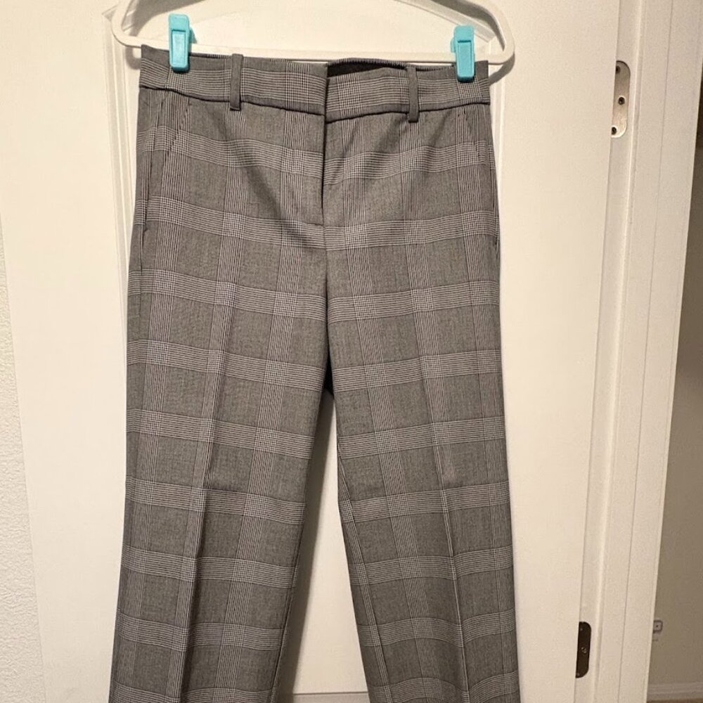 J. Crew Peyton Pant Glen Plaid Black Blue Ivory Preppy Size 6 NWOT